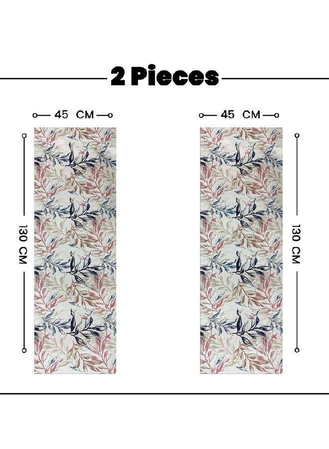  انتكس بيت الستائر مفارش طاولة من الكتان المخمل من إنتكس هوم 45 × 130 سم - مناسبة لغرف المعيشة والمطابخ وغرف النوم - تصميم أوراق عصري قطعتان - Image 2