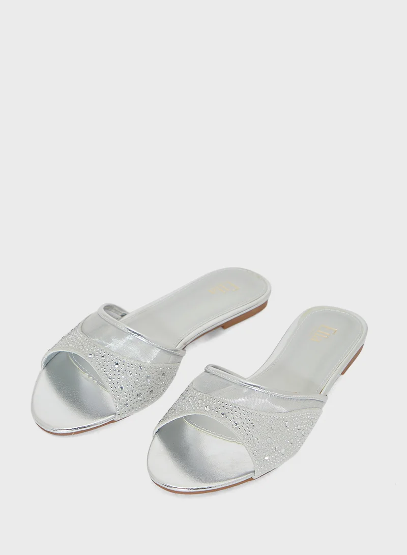 Ella Limited Edition Diamante Mesh Flat Sandal