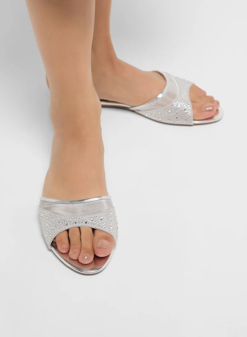 Ella Limited Edition Diamante Mesh Flat Sandal