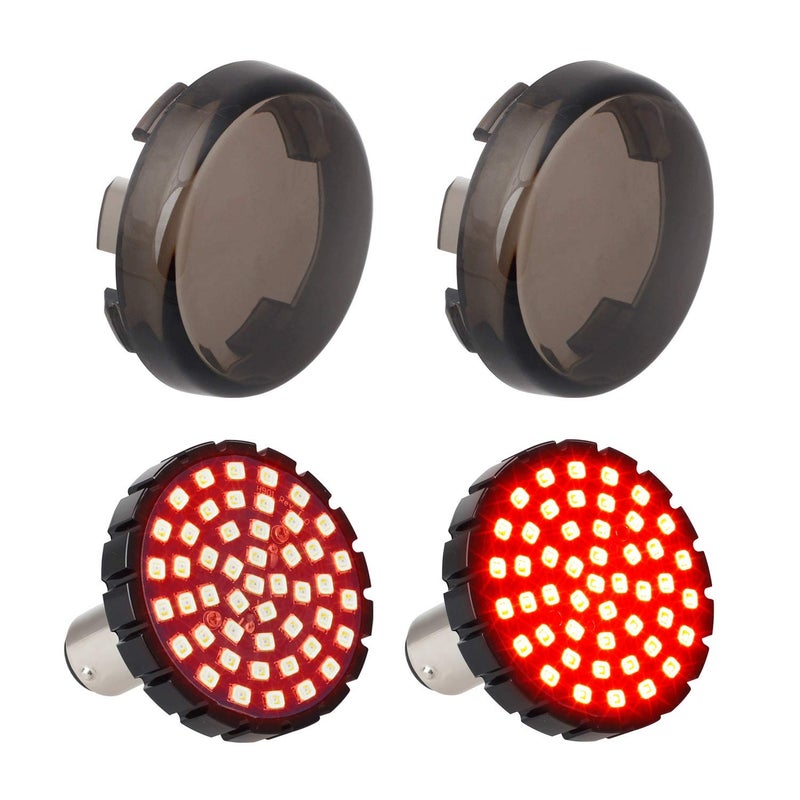 NTHREEAUTO 2 Inch LED Turn Signal Light, Rear 1157 Bullet Bulbs with Smoked Lens Cover Compatible with Harley Road King Heritage Softail Fat Boy Electra Glide