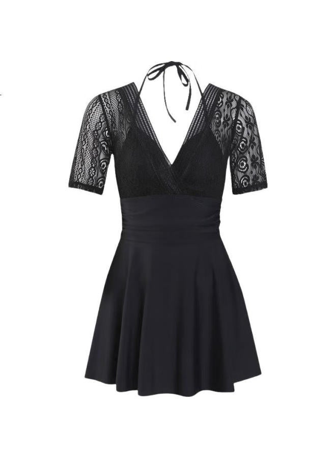 DK Hot Spring Swimsuit For Women Push-Up For Small Chest, Conservative, Tummy Control, Slimming, Korean Fairy Style Swimwear, Black, Xxl - Image 3