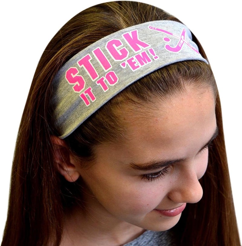 Funny Girl Designs Field Hockey Headband Stick It to Em Cotton Stretch Headband for Girls Teens and Adults - Image 3