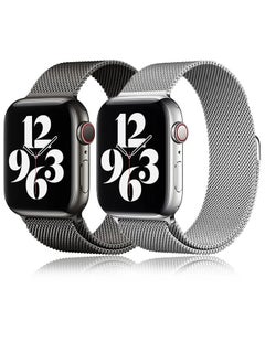 O Ozone Milanese Loop Metal Bands For Apple Watch Series 10 | Ultra 2 | 8 Ultra | 9 | 8 | 7 | 6, 49/46/45/44/42mm , Magnetic Mesh Wristbands- Black/Silver  - Image 1