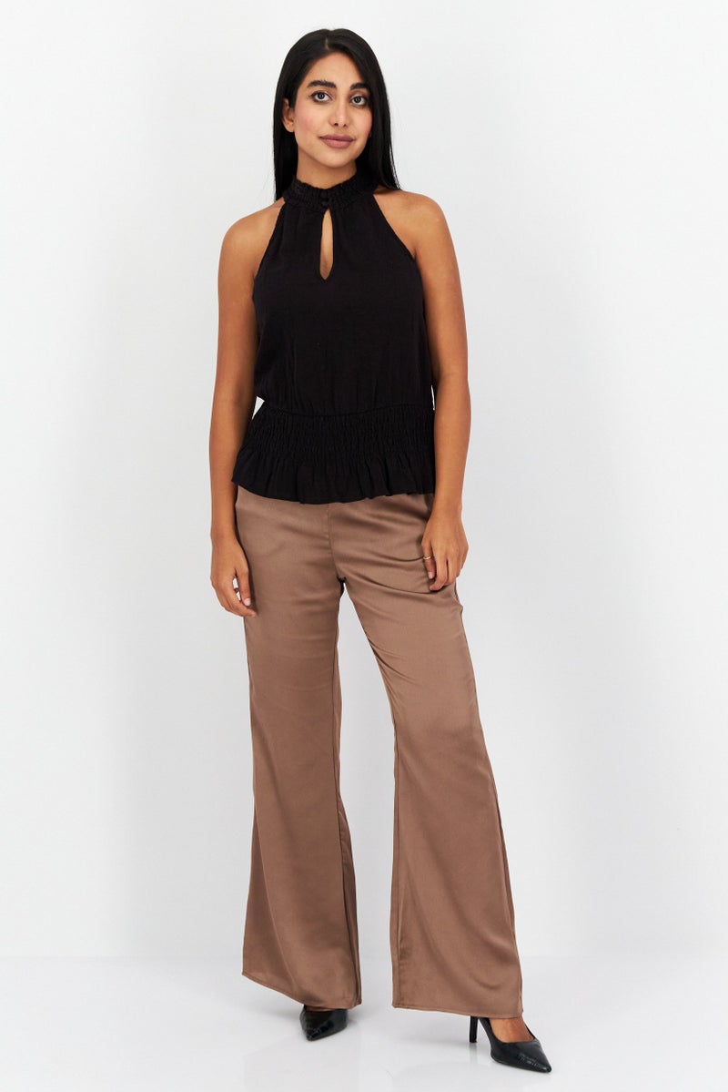 INC Women Keyhole Neck Sleeveless Plain Top, Black - Image 4