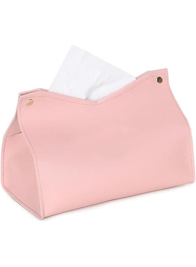 HOOKOR Leather Tissue Box Cover, Bedroom and Office Tissue Box Cover Holder, Home Decorations for Living Room, Tissue Box Cover for Car Desk (pink) - Image 2
