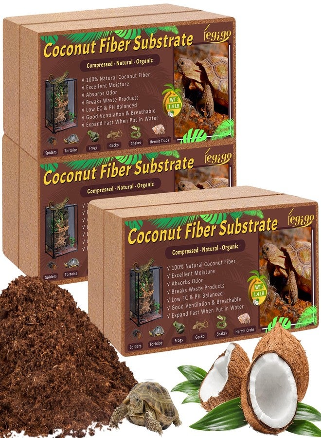 Legigo 6 Pack Compressed Coconut Fiber Substrate - 100% Organic Coconut Fiber Brick Bedding for Reptiles, Natural Coco Husk Substrate Terrarium Bedding for Snake, Hermit Crabs, Frogs, Tortoise, Gecko - Image 1