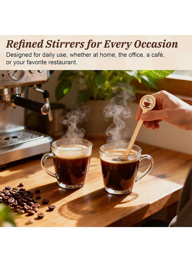 Wooden Coffee Stirrers 100-Pack Coffee Stir Sticks 5.9 Inch Natural Birch Stir Sticks with Round Ends, Disposable Stirring Sticks for Coffee, Cocktails, Milk & Hot Drinks - Image 2