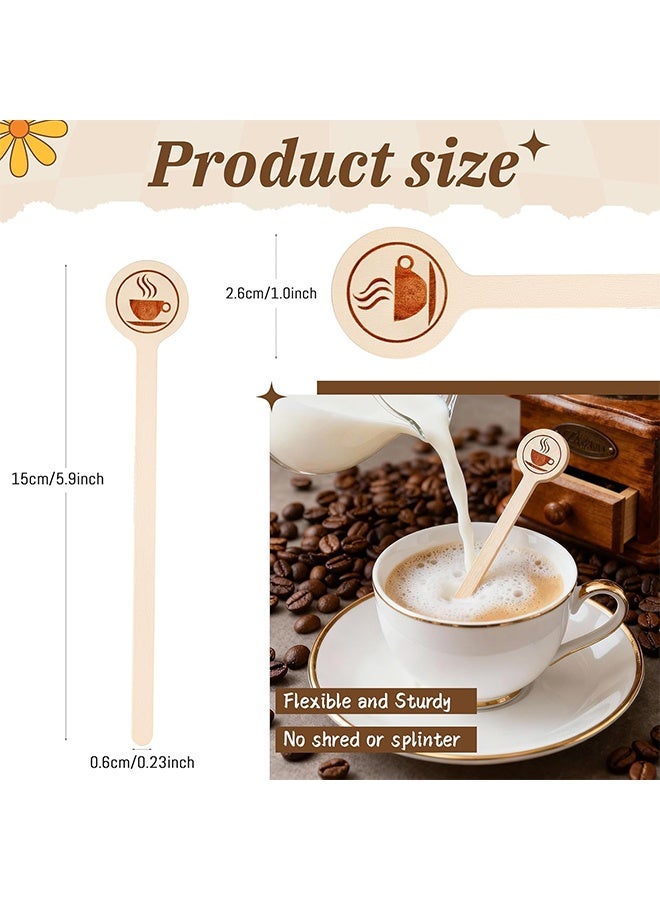 Wooden Coffee Stirrers 100-Pack Coffee Stir Sticks 5.9 Inch Natural Birch Stir Sticks with Round Ends, Disposable Stirring Sticks for Coffee, Cocktails, Milk & Hot Drinks - Image 3