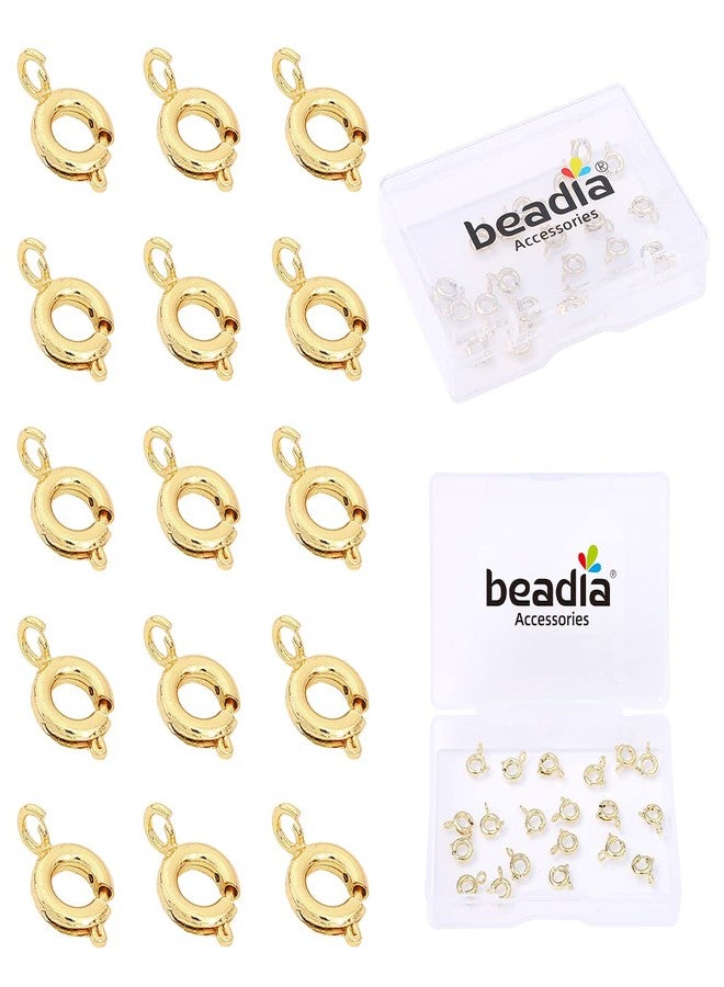 خرز مشابك زنبركية مطلية بالذهب عيار 14 قيراط من BEADIA، مقاومة للصدأ، 6 مم، 20 قطعة، لمستلزمات صناعة المجوهرات - Image 1