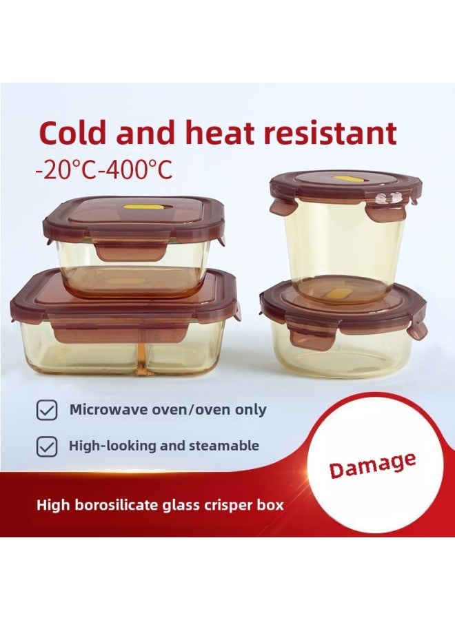 Glass Lunch Box Office Workers With Rice Lunch Box Microwave Heating Fresh-keeping Box Heat-resistant Round Soup Bowl With Lid Wholesale-Specifications:Friendly City Yaodark Green Cap-large Round 950ml  - Image 2