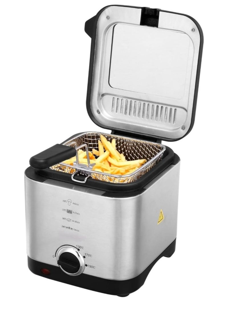 Deep Fryer 1.5L 900W with Viewing Window Stainless Steel Electric Fryer, Adjustable Temperature Control, Cool Touch Handles, Nonstick Basket, Perfect for Home Use Fry Chicken, Fries, Donuts & More  - Image 1