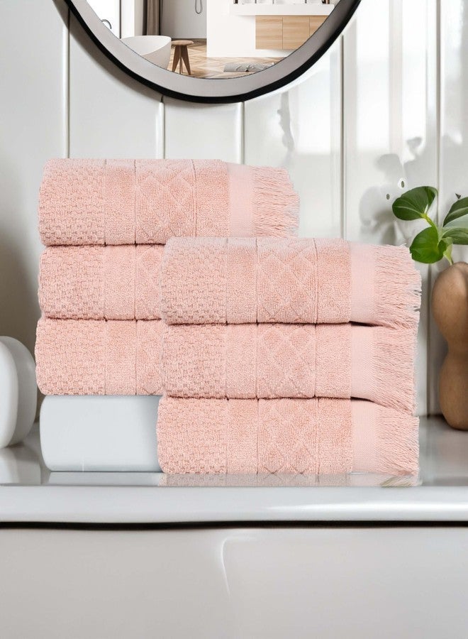 Superior Cotton Hand Towel Set, Quick Dry, Small Towels, Plush Soft Absorbent Bathroom Basics, Home Essentials, Spa, Salon, Hotel, Kitchen, Luxury Quick Drying, Set of 6, Rolla Collection, Pink - Image 2