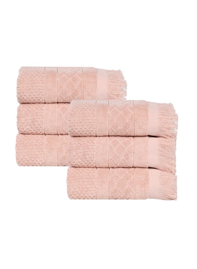 Superior Cotton Hand Towel Set, Quick Dry, Small Towels, Plush Soft Absorbent Bathroom Basics, Home Essentials, Spa, Salon, Hotel, Kitchen, Luxury Quick Drying, Set of 6, Rolla Collection, Pink - Image 1