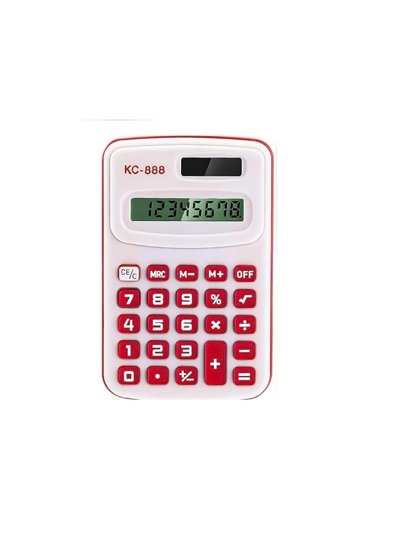 Generic Small handheld calculator, red/white 