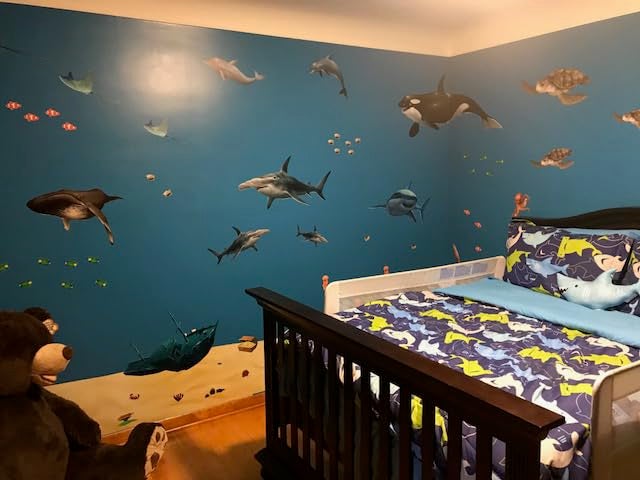 Create-A-Mural ملصقات جدارية للمحيط ~ ملصقات جدارية تحت الماء (29) قابلة للإزالة واللصق لغرف الأطفال - Image 2