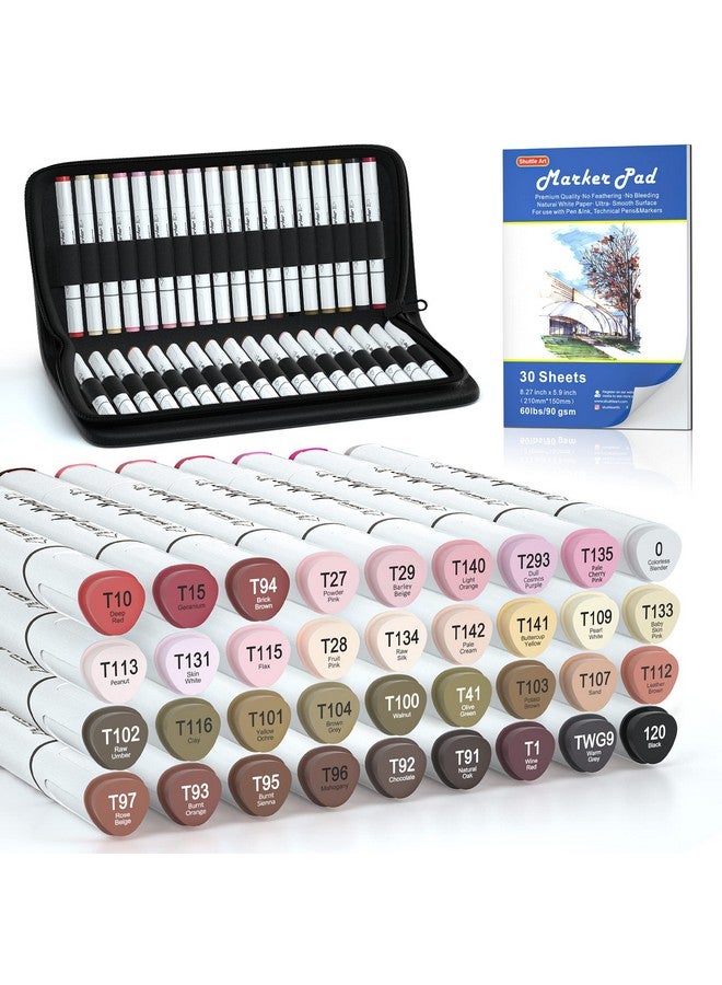 Shuttle Art 36 Colors Skin Tone&Hair Art Markers, Dual Tip Alcohol Based Marker Pen Set Contains 1 Blender 1 Carrying Case 1 Marker Pad Perfect For Kids & Adults Portrait,Comic, Anime, Manga - Image 1