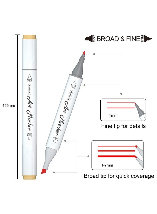 Shuttle Art 36 Colors Skin Tone&Hair Art Markers, Dual Tip Alcohol Based Marker Pen Set Contains 1 Blender 1 Carrying Case 1 Marker Pad Perfect For Kids & Adults Portrait,Comic, Anime, Manga - Image 3