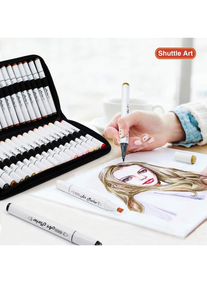 Shuttle Art 36 Colors Skin Tone&Hair Art Markers, Dual Tip Alcohol Based Marker Pen Set Contains 1 Blender 1 Carrying Case 1 Marker Pad Perfect For Kids & Adults Portrait,Comic, Anime, Manga - Image 5