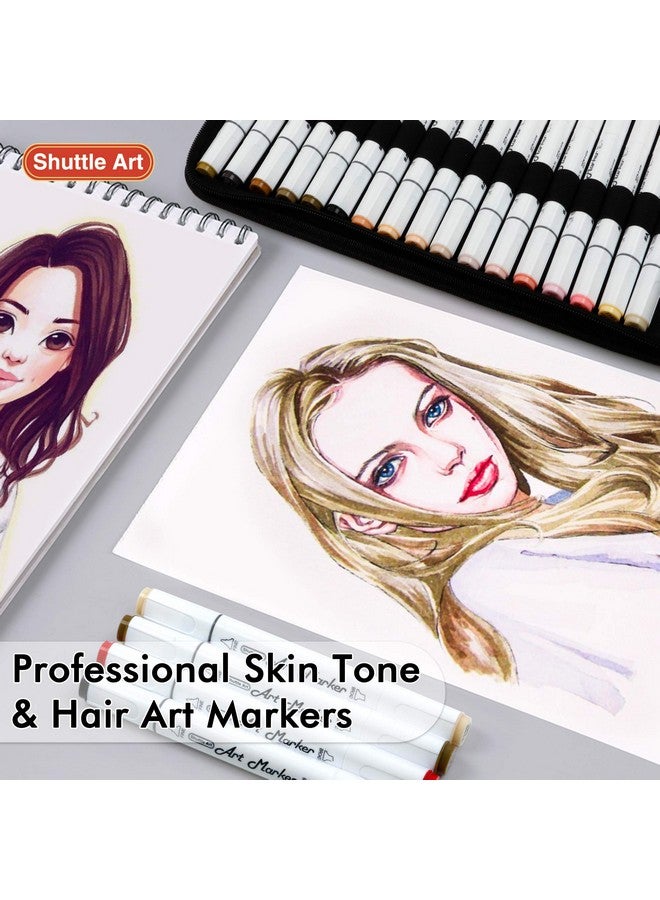 Shuttle Art 36 Colors Skin Tone&Hair Art Markers, Dual Tip Alcohol Based Marker Pen Set Contains 1 Blender 1 Carrying Case 1 Marker Pad Perfect For Kids & Adults Portrait,Comic, Anime, Manga - Image 4