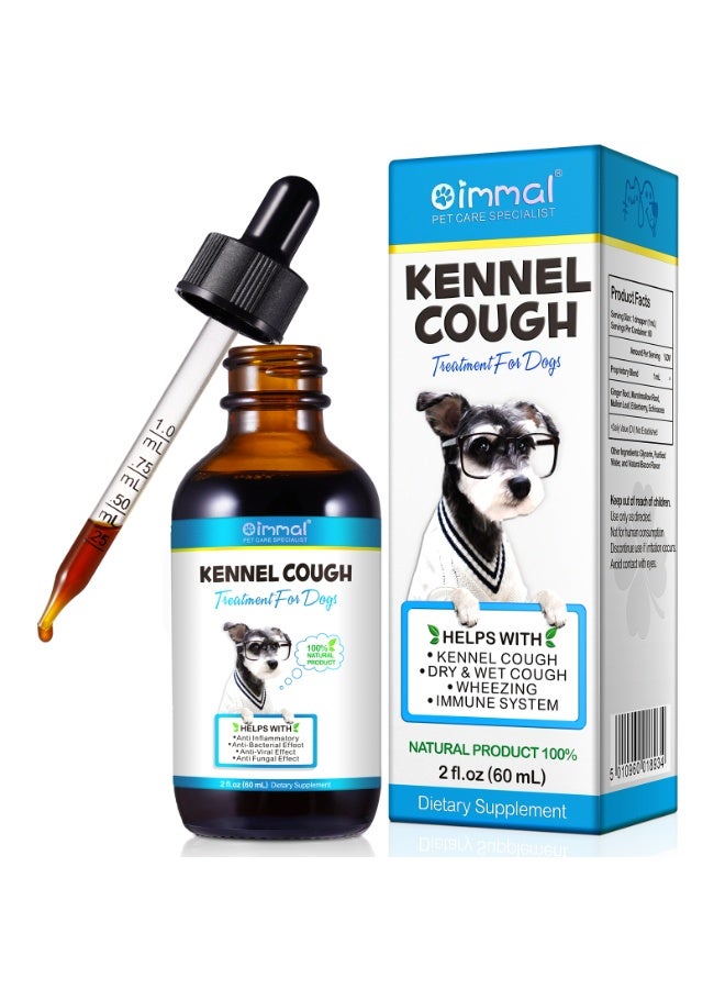 Kennel Cough Treatment for Dogs 60ml, Supports Healthy Breathing and Immune System, Respiratory Support, Dogs Dry & Wet Cough Treatment Helps With Wheezing 100% Natural Kennel Cough Treatment Pets