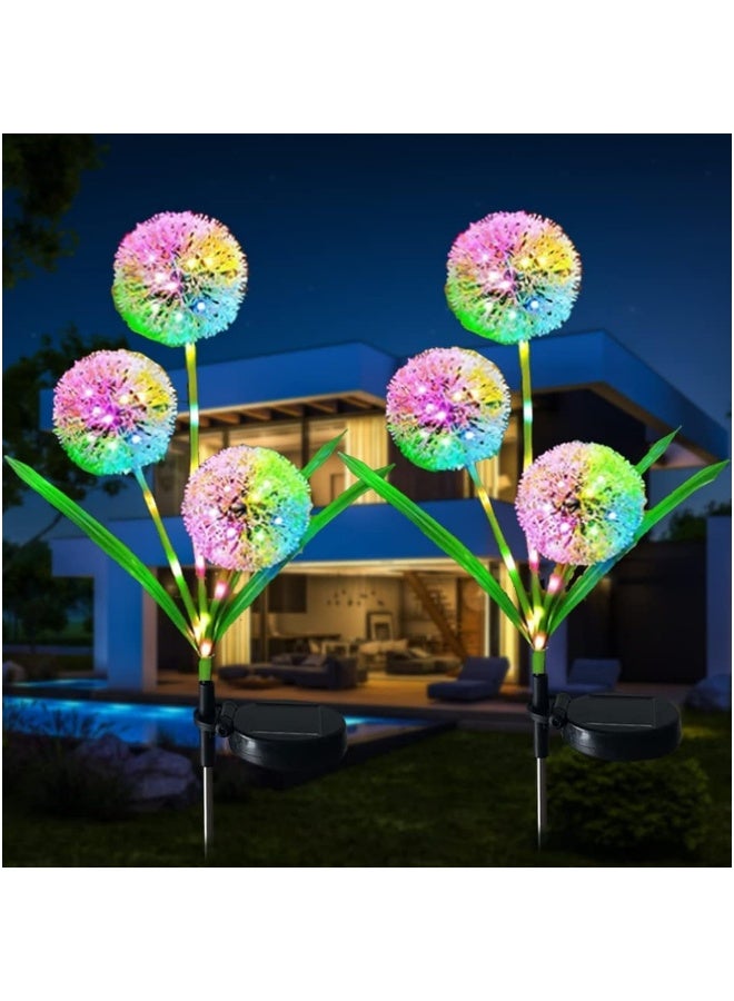 Solar Dandelion Flower Lights Outdoor, Waterproof 8-Color Changing LED Garden Decor - 2-Pack - Image 2