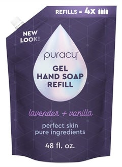puracy Organic Hand Soap, For the Professional Hand Washers We've All Become, Moisturizing Natural Gel Hand Wash Soap, Liquid Hand Soap Refills for Soft Skin (Refill Lavender & Vanilla, 48 Ounce)  - Image 1
