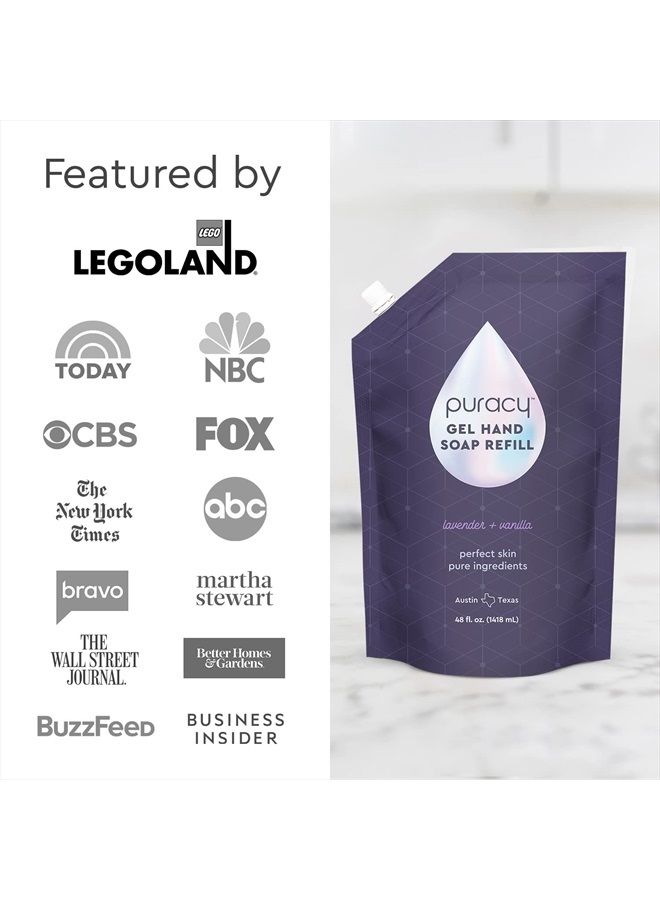 puracy Organic Hand Soap, For the Professional Hand Washers We've All Become, Moisturizing Natural Gel Hand Wash Soap, Liquid Hand Soap Refills for Soft Skin (Refill Lavender & Vanilla, 48 Ounce) - Image 5