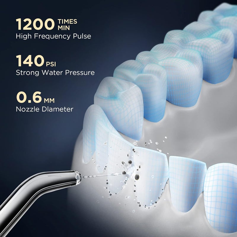 SYNHOPE Water Flosser Mini Cordless Portable Oral Irrigator Water Teeth Cleaner Pick Telescopic Water Tank 3 Modes IPX7 Waterproof Home Travel Water Floss for Teeth Braces Bridges Care Black - Image 3