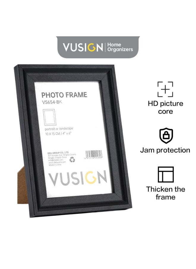 VUSIGN Photo Frame 100x150mm – Black Minimalist Picture Frame – Wall or Desk Display  - Image 2
