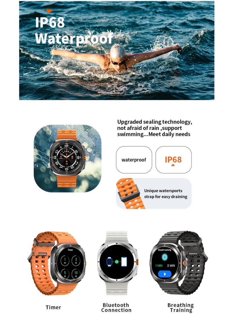 Verci - For Samsung Galaxy Watch 7 Ultra GPS NFC Compass Smart Watch Outdoor Sport Man AMOLED 466*466 Galaxy Watch 6 Upgraded Smartwatch(Black) - Image 1