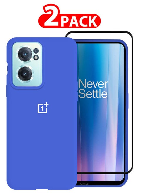 (for OnePlus Nord CE2) 2 Pack Case and Screen Protector Soft Slim Protective Case Scratch and Bump Resistant Cover