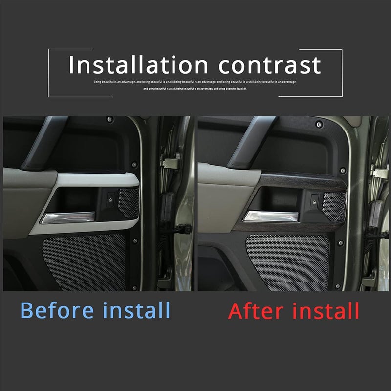CHEYA ABS Car Interior Door Handle Frame Cover Trim for Land Rover Defender 110 (2020-2021) - Oak Wood Grain - Image 2