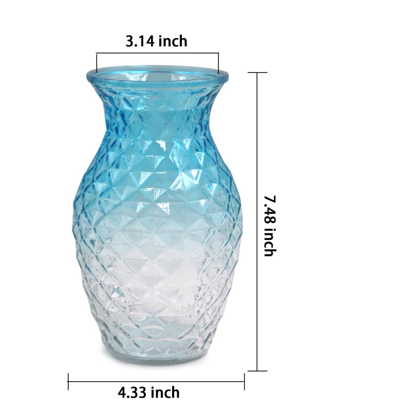 OFFIDIX Vase for Flowers Small Glass Vases for Home Decor Table Centerpieces Living Room Bedroom Bookshelf Kitchen Modern Office Wedding Decoration Vintage Flower Vases Blue White - Image 5