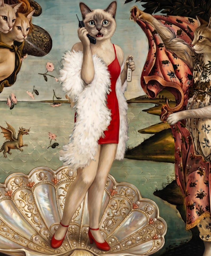 TNESSENTIAL Clueless Cat Print – Birth Of Venus Parody, 90s Pop Culture Poster, Funny Renaissance Art, Maximalist Decor, Quirky Feline Portrait - Image 2