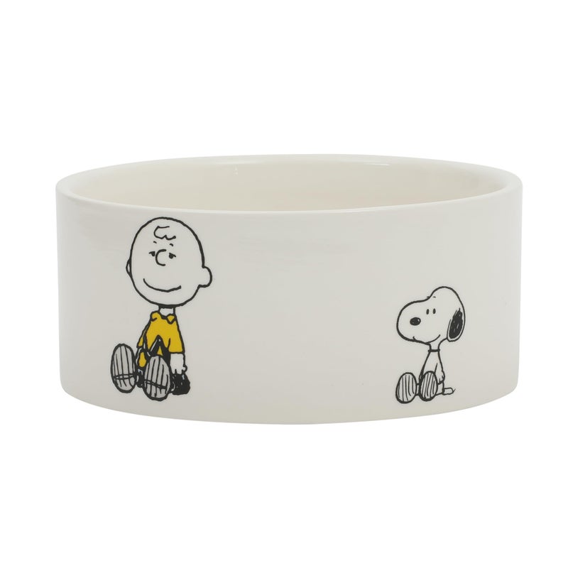 Peanuts Snoopy & Charlie Brown 6" Stoneware Dog Food Bowl â€“ for Small to Medium Dogs â€“ Cute Cartoon Pet Dish, Durable & Easy to Clean â€“ Puppy Feeding - Image 1