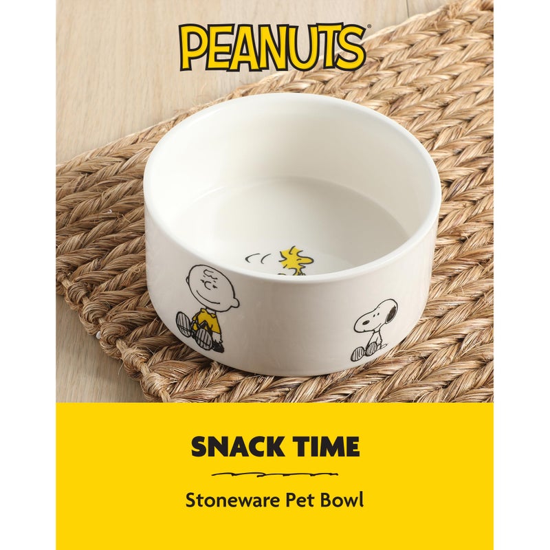 Peanuts Snoopy & Charlie Brown 6" Stoneware Dog Food Bowl â€“ for Small to Medium Dogs â€“ Cute Cartoon Pet Dish, Durable & Easy to Clean â€“ Puppy Feeding - Image 2