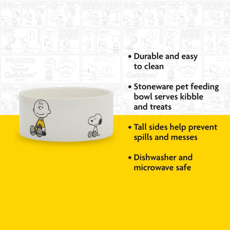 Peanuts Snoopy & Charlie Brown 6" Stoneware Dog Food Bowl â€“ for Small to Medium Dogs â€“ Cute Cartoon Pet Dish, Durable & Easy to Clean â€“ Puppy Feeding - Image 4