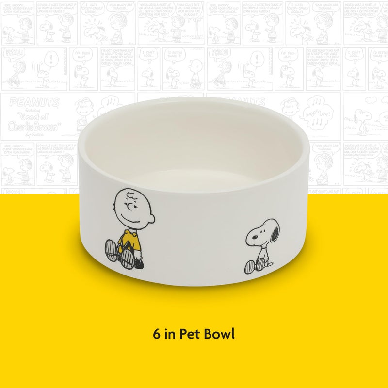 Peanuts Snoopy & Charlie Brown 6" Stoneware Dog Food Bowl â€“ for Small to Medium Dogs â€“ Cute Cartoon Pet Dish, Durable & Easy to Clean â€“ Puppy Feeding - Image 3