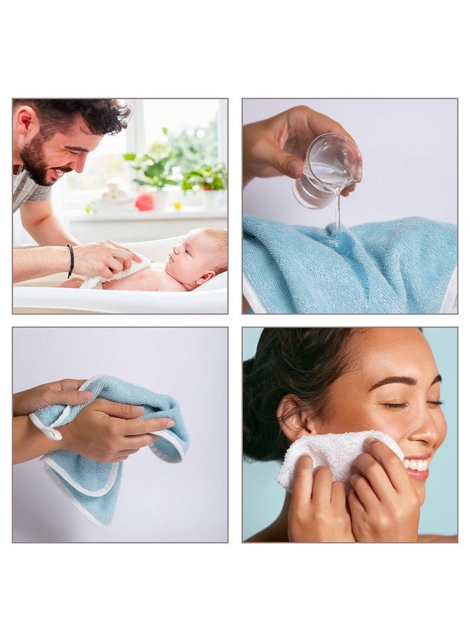 Warm Cuddles Soft Baby Washcloths Set - Absorbent Natural Baby Wash Cloth For Delicate Skin - 12"X12" Large Baby Bath Washcloths - Newborn Bath Face Towel (Blue) - Image 3