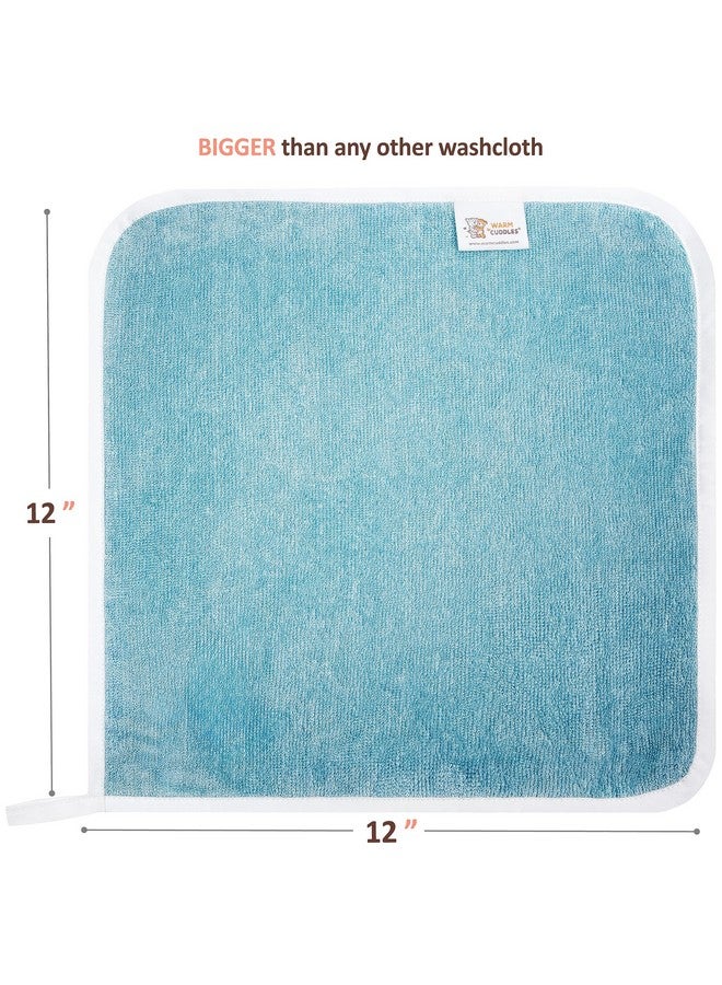 Warm Cuddles Soft Baby Washcloths Set - Absorbent Natural Baby Wash Cloth For Delicate Skin - 12"X12" Large Baby Bath Washcloths - Newborn Bath Face Towel (Blue) - Image 4