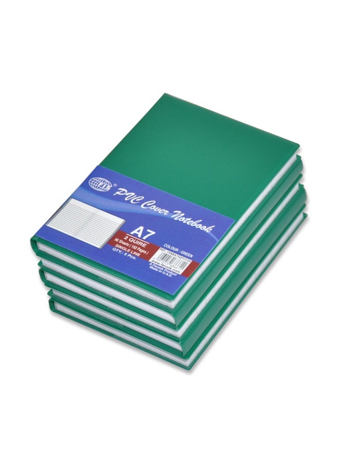 FIS PVC Notebook A7, 2-Quires Green 5-Piece - FSNBA72QPVCGR  - Image 1