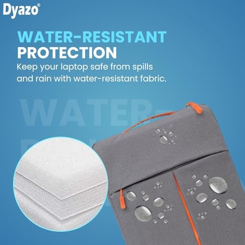 Dyazo 14-14.1 Inch Laptop Sleeve | Case with Handle & One Front Accessories Pocket | Water Resistant Laptop Cover | Compatible for MacBook, HP, Dell, Lenovo, Asus and Other Notebooks (Grey & Orange) - Image 5