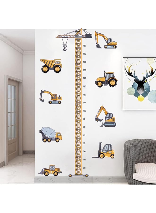 The Bros Height Chart Sticker, Tower Crane Kids Growth Chart Wall Decals Construction Vehicles Height Chart Sticker, Removable Wall Sticker Decal, Peel and Stick Wall Decor, Children Kids Baby Home Room - Image 1