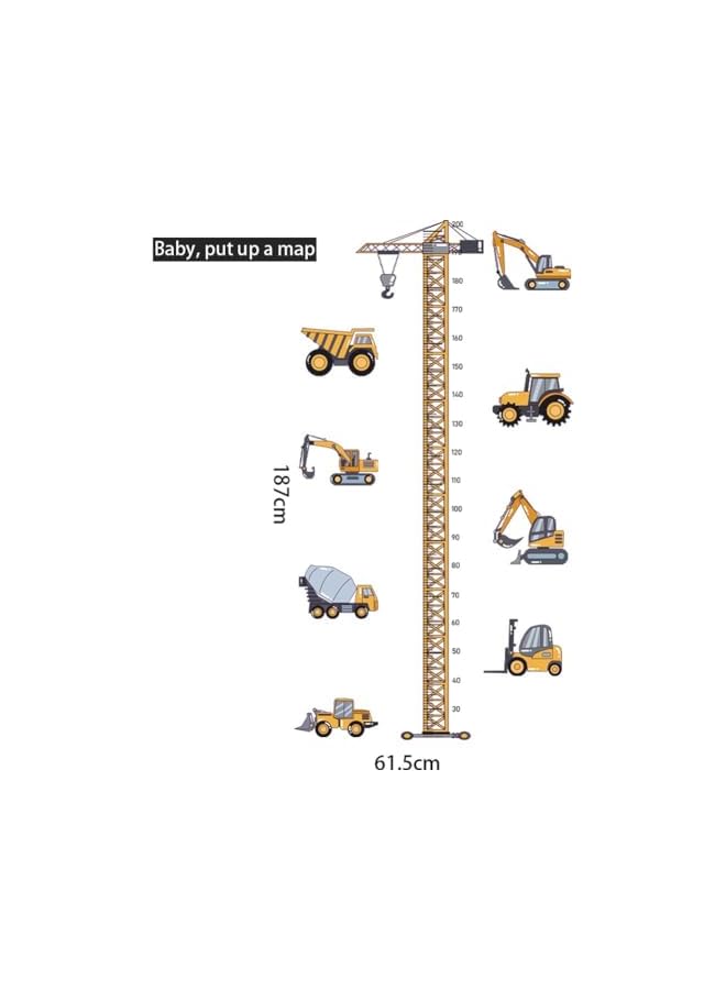 The Bros Height Chart Sticker, Tower Crane Kids Growth Chart Wall Decals Construction Vehicles Height Chart Sticker, Removable Wall Sticker Decal, Peel and Stick Wall Decor, Children Kids Baby Home Room - Image 2