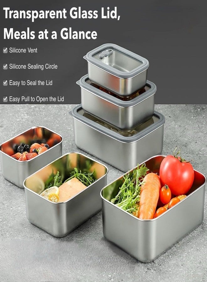 AVARO Stainless Steel Food Storage Containers-3Pcs Leakproof, Airtight Stainless-Steel Bowls with Lids, Freezer/Dishwasher/Microwave Safe Containers, Durable & Stackable Stainless Steel Containers with Lids - Image 4