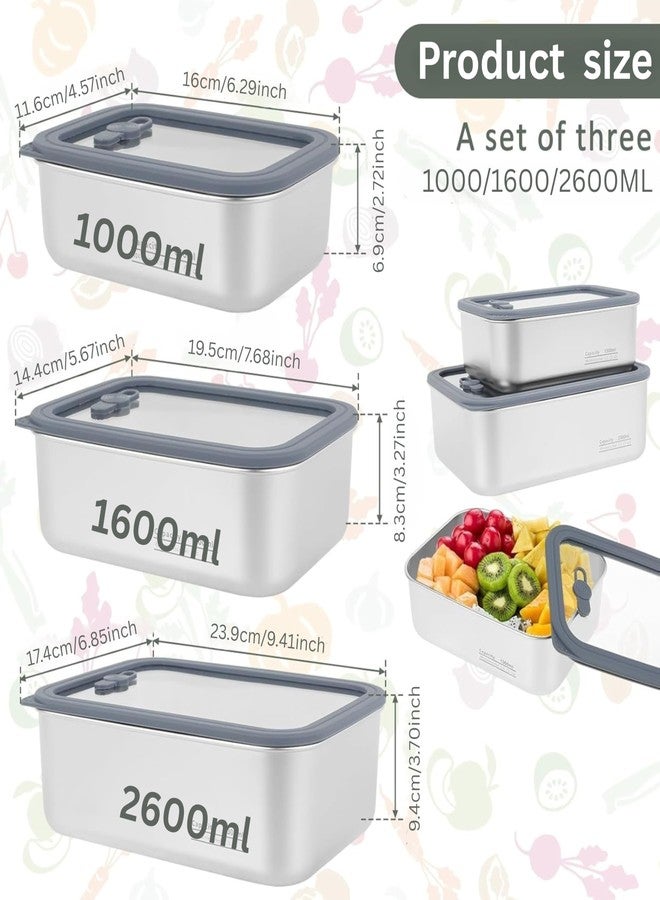 AVARO Stainless Steel Food Storage Containers-3Pcs Leakproof, Airtight Stainless-Steel Bowls with Lids, Freezer/Dishwasher/Microwave Safe Containers, Durable & Stackable Stainless Steel Containers with Lids - Image 2