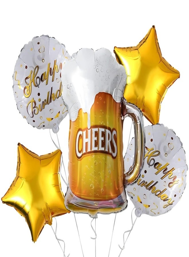 بالون فويل "تشيرز" من كيتر لأعياد الميلاد - طقم من 5 قطع | بالون "تشيرز" للزينة | زينة أعياد ميلاد للرجال | بالون فويل "تشيرز" للزوج والزوجة | زينة أعياد ميلاد للرجال - Image 1