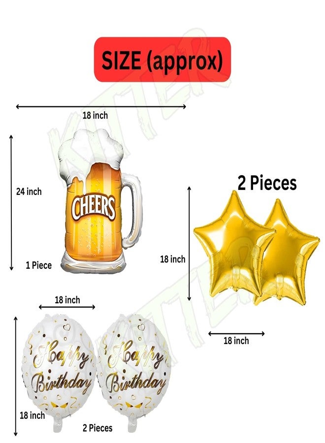 بالون فويل "تشيرز" من كيتر لأعياد الميلاد - طقم من 5 قطع | بالون "تشيرز" للزينة | زينة أعياد ميلاد للرجال | بالون فويل "تشيرز" للزوج والزوجة | زينة أعياد ميلاد للرجال - Image 2