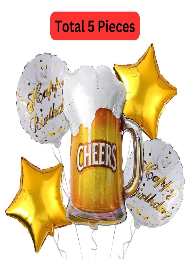 بالون فويل "تشيرز" من كيتر لأعياد الميلاد - طقم من 5 قطع | بالون "تشيرز" للزينة | زينة أعياد ميلاد للرجال | بالون فويل "تشيرز" للزوج والزوجة | زينة أعياد ميلاد للرجال - Image 3