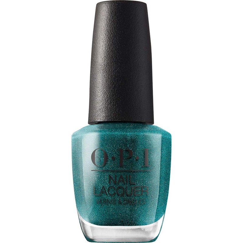OPI Nail Lacquer This Color's Making Waves | Opaque Dark Green Shimmer Chip Resistant Nail Polish | Fast Drying, Streak Free - Image 1
